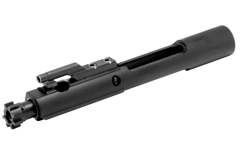 alt="Sionics black phosphate bolt carrier group shown at angle"