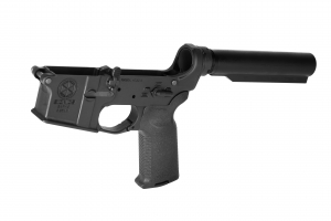 a photo of the gutless lower receiver shown at an angled