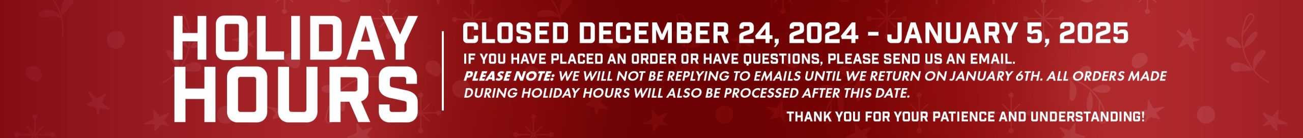 Holiday Hours